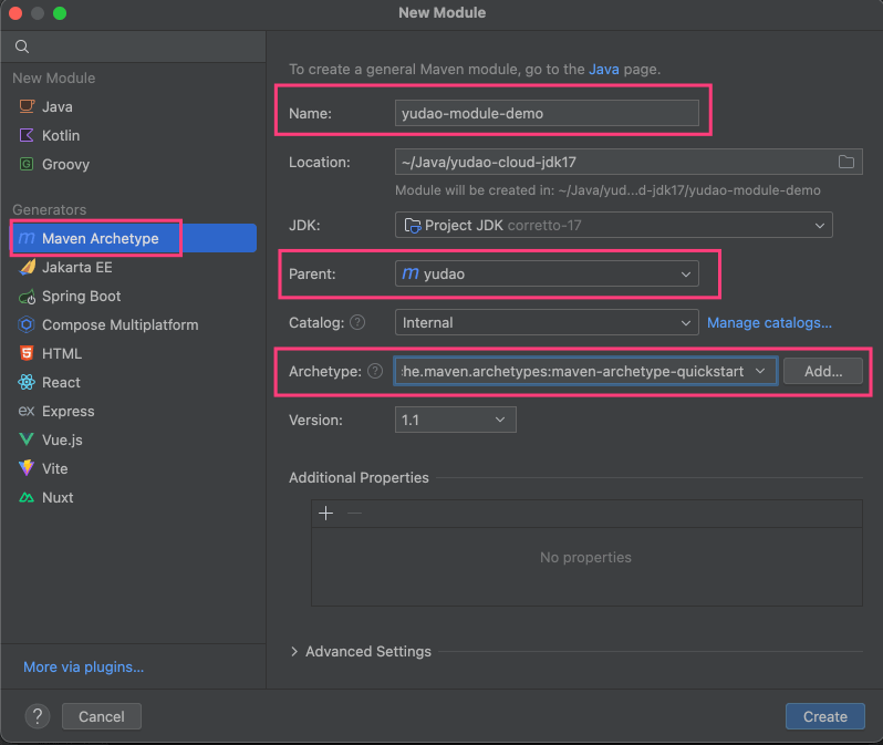 填写 Module 信息